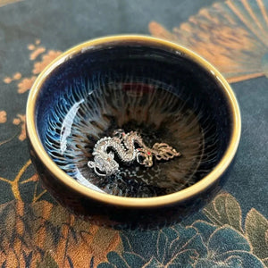 Jianzhan Tenmoku Tea Cup with Silver Dragon 50ml - Bowel - Accessories, Bowel - infusion.organic