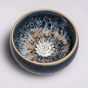 Jianzhan Tenmoku Tea Cup with Silver Flower 50ml - Bowel - Accessories, Bowel - infusion.organic