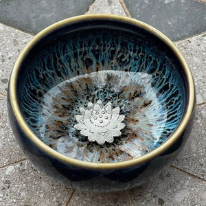 Jianzhan Tenmoku Tea Cup with Silver Flower 50ml - Bowel - Accessories, Bowel - infusion.organic