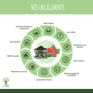 Mix Spiruline et Acérola bio comprimés - Bioptimal Bioptimal Superaliment infusion.organic