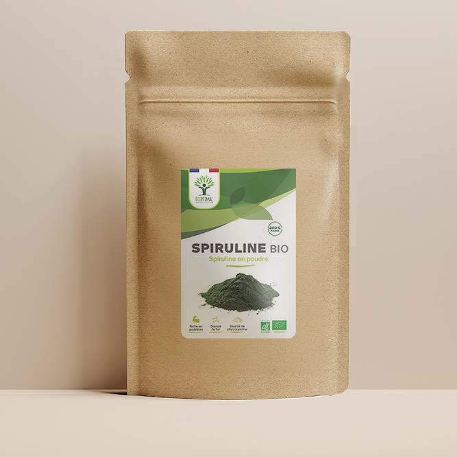 Spiruline bio poudre - Bioptimal Bioptimal Superaliment infusion.organic