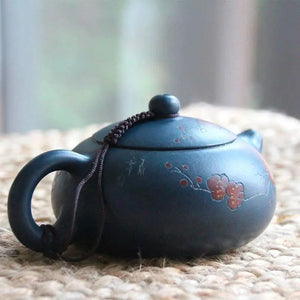 Blue Yixing clay teapot decorated 200ml - Teapot - Teapot - infusion.organic