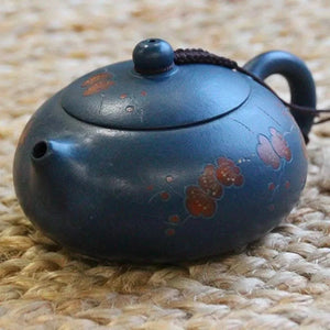 Blue Yixing clay teapot decorated 200ml - Teapot - Teapot - infusion.organic
