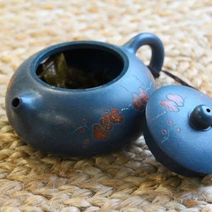 Blue Yixing clay teapot decorated 200ml - Teapot - Teapot - infusion.organic