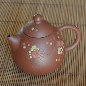 Yixing Brown Clay Teapot with Flowers 210ml - Teapot - Accessories - infusion.organic