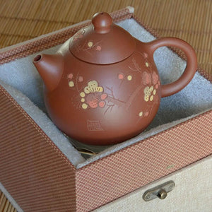 Yixing Brown Clay Teapot with Flowers 210ml - Teapot - Accessories - infusion.organic