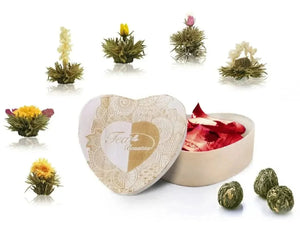 6 Blooming white tea. Wooden heart box - Blooming Tea - Blooming Tea, White Tea - infusion.organic