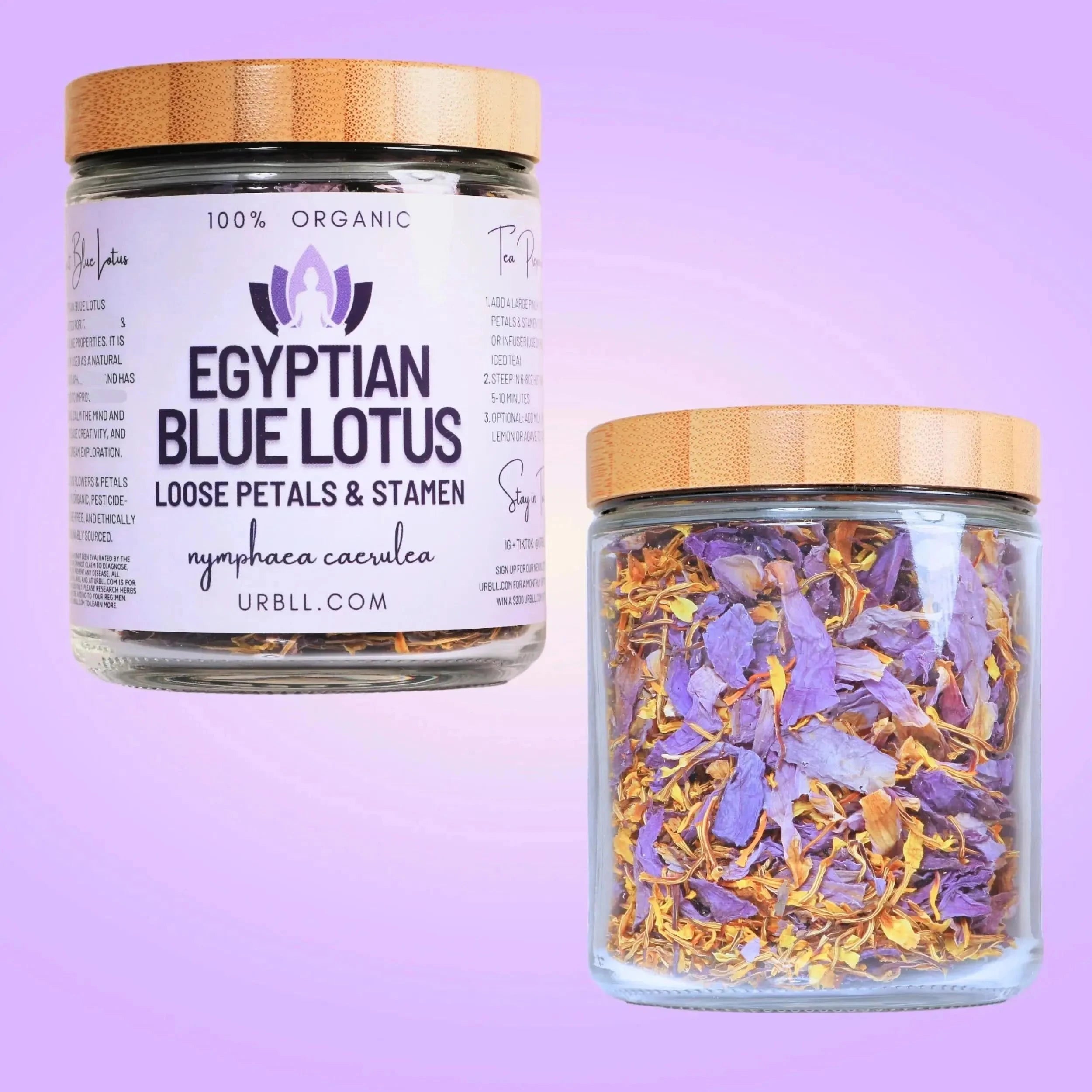 Egyptian Blue Lotus Loose Petals +Stamen in Glass Jar - Magical Tea - Magical Tea - infusion.organic