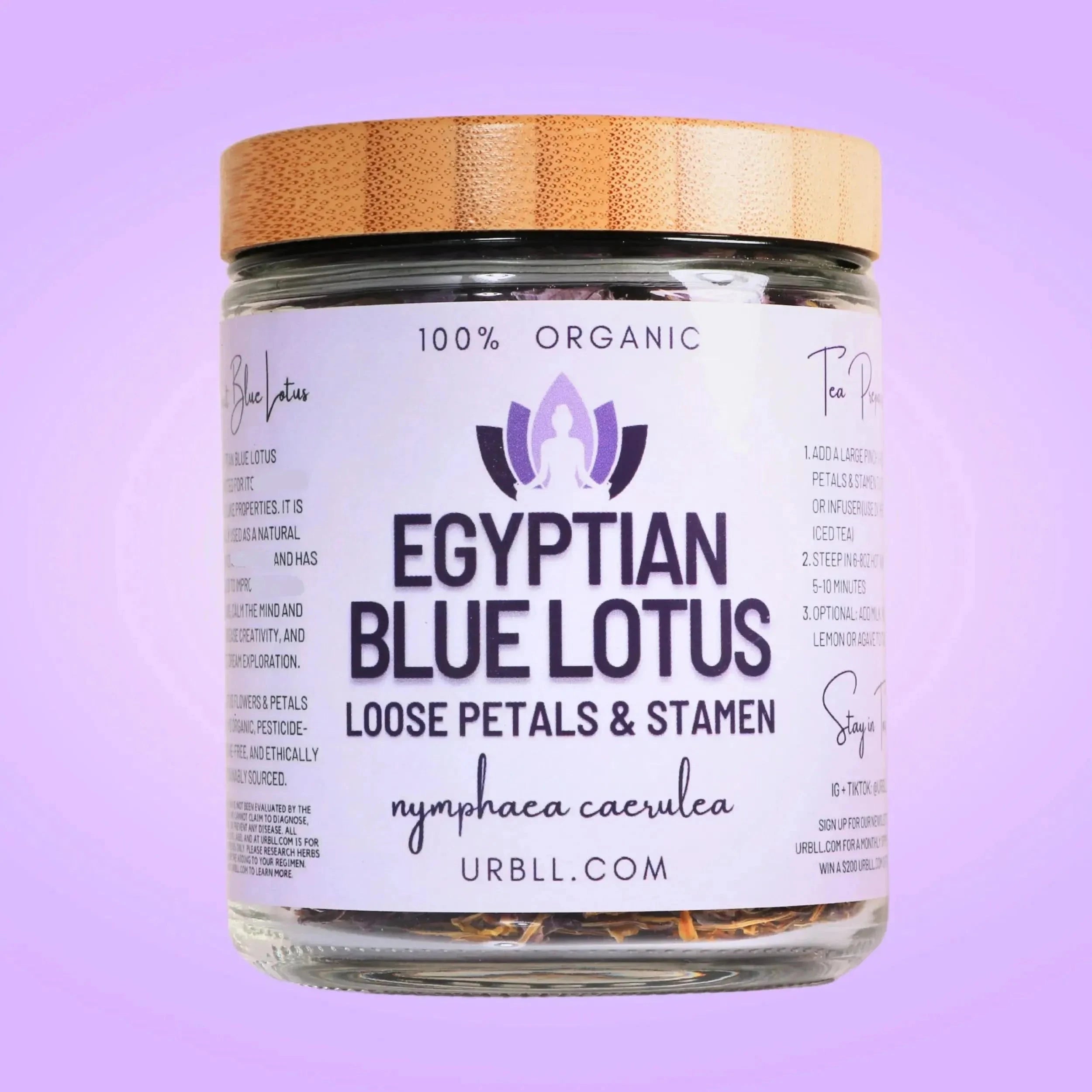 Egyptian Blue Lotus Loose Petals +Stamen in Glass Jar - Magical Tea - Magical Tea - infusion.organic