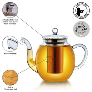 Glass teapot 1L with two Herbal Tea flowers - Teapot, Blooming Tea - Blooming Tea, Teapot - infusion.organic