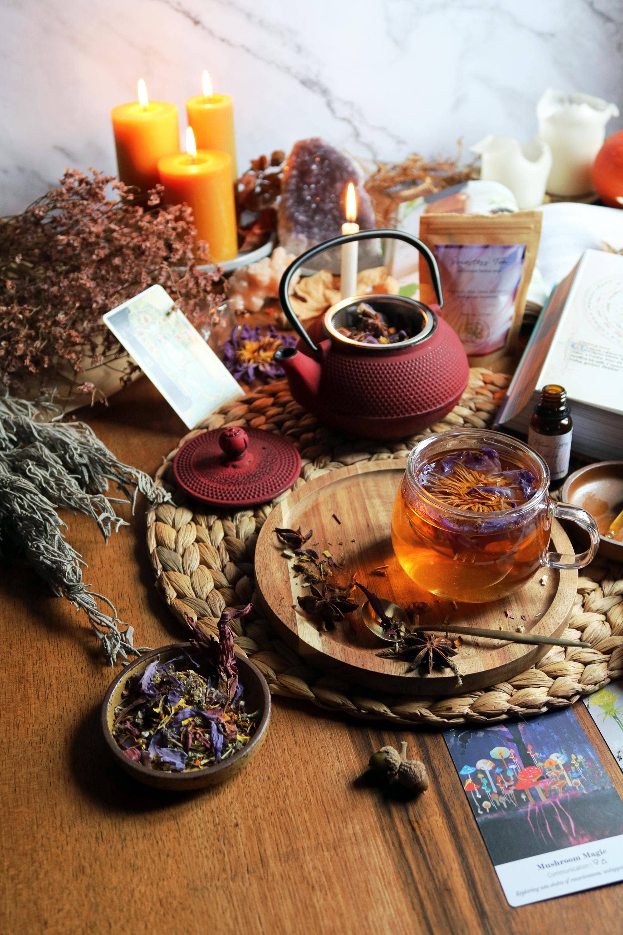 Priestess Tea: Lotus, Mugwort, Anise, Turmeric Chakra Blend Magical Tea Ayamani Naturals infusion.organic