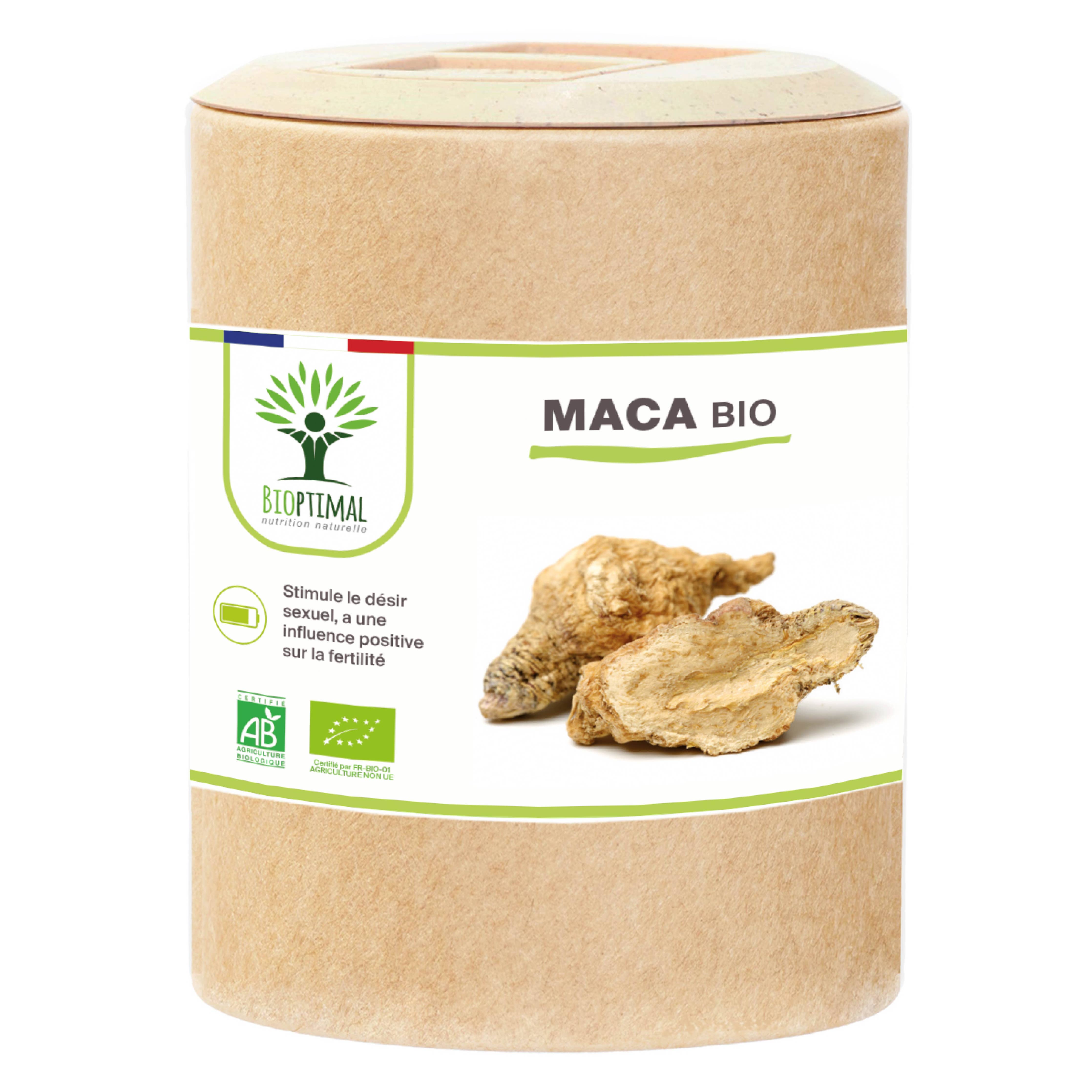 Maca Bio - Food supplement - in capsules Supplement Bioptimal infusion.organic