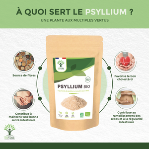 Organic blond psyllium powder - Packaged in France Supplement Bioptimal infusion.organic