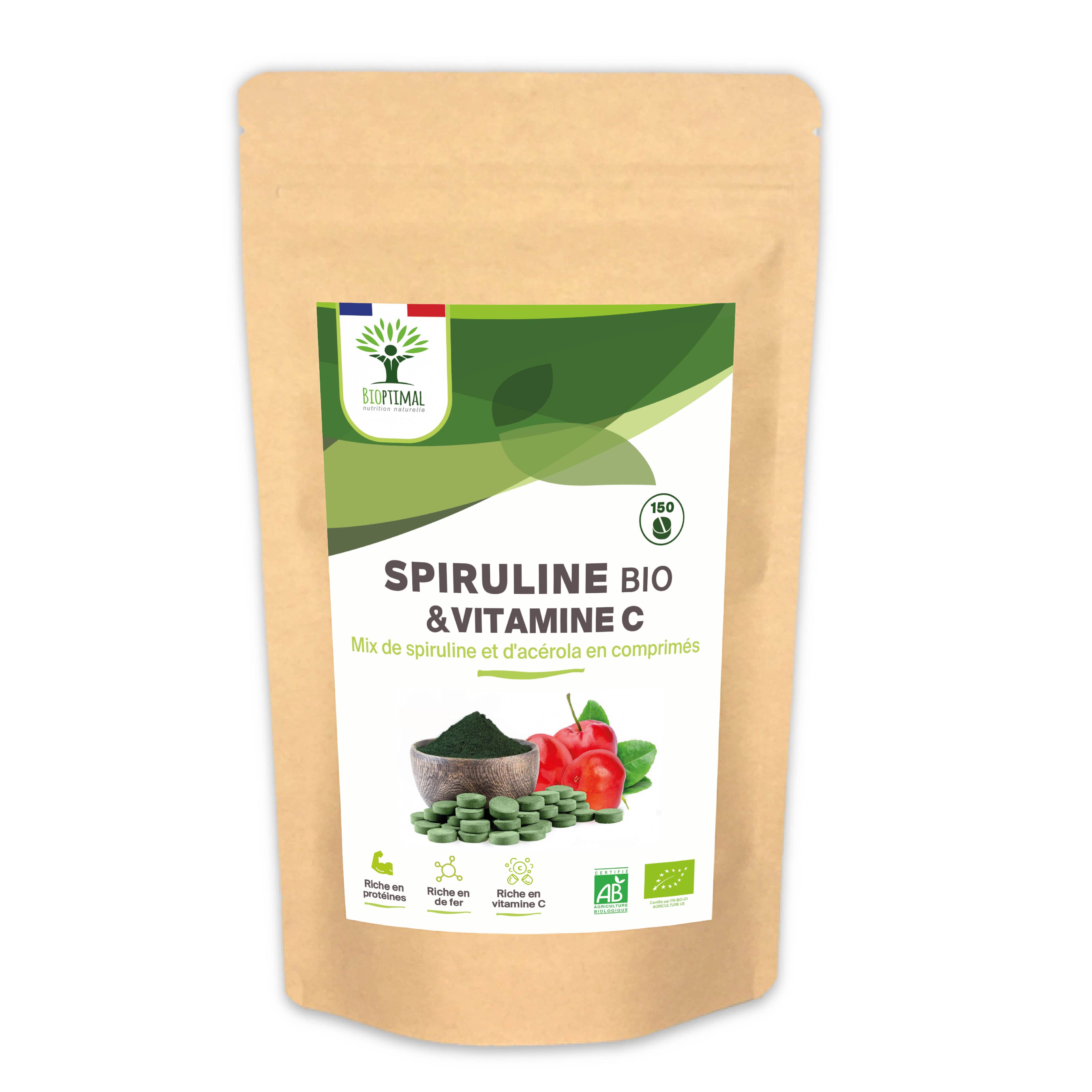 Organic Spirulina & Vitamin C - in tablets - Supplement Bioptimal infusion.organic