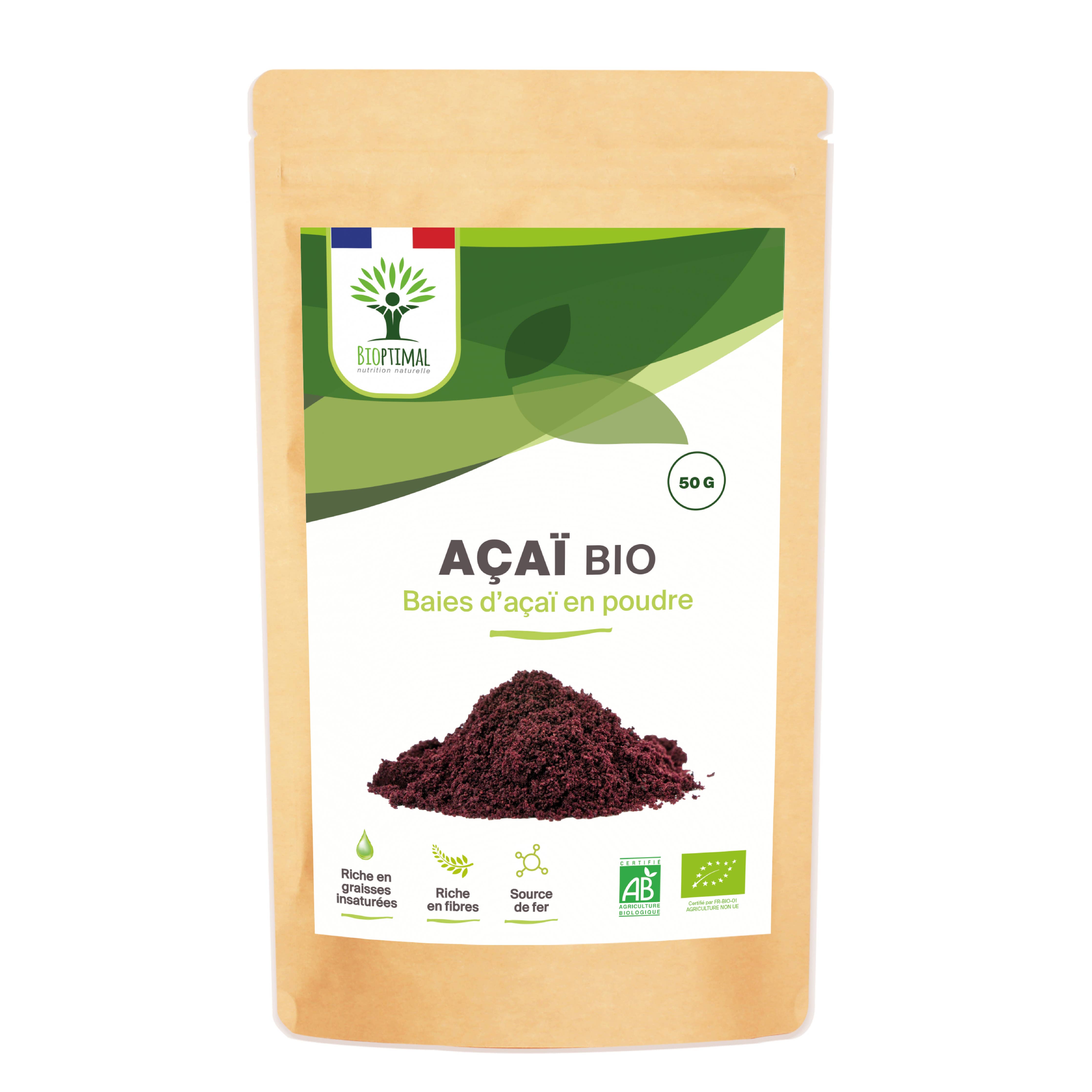 Organic Acai powder - Packaged in France - Vegan Supplement Bioptimal infusion.organic