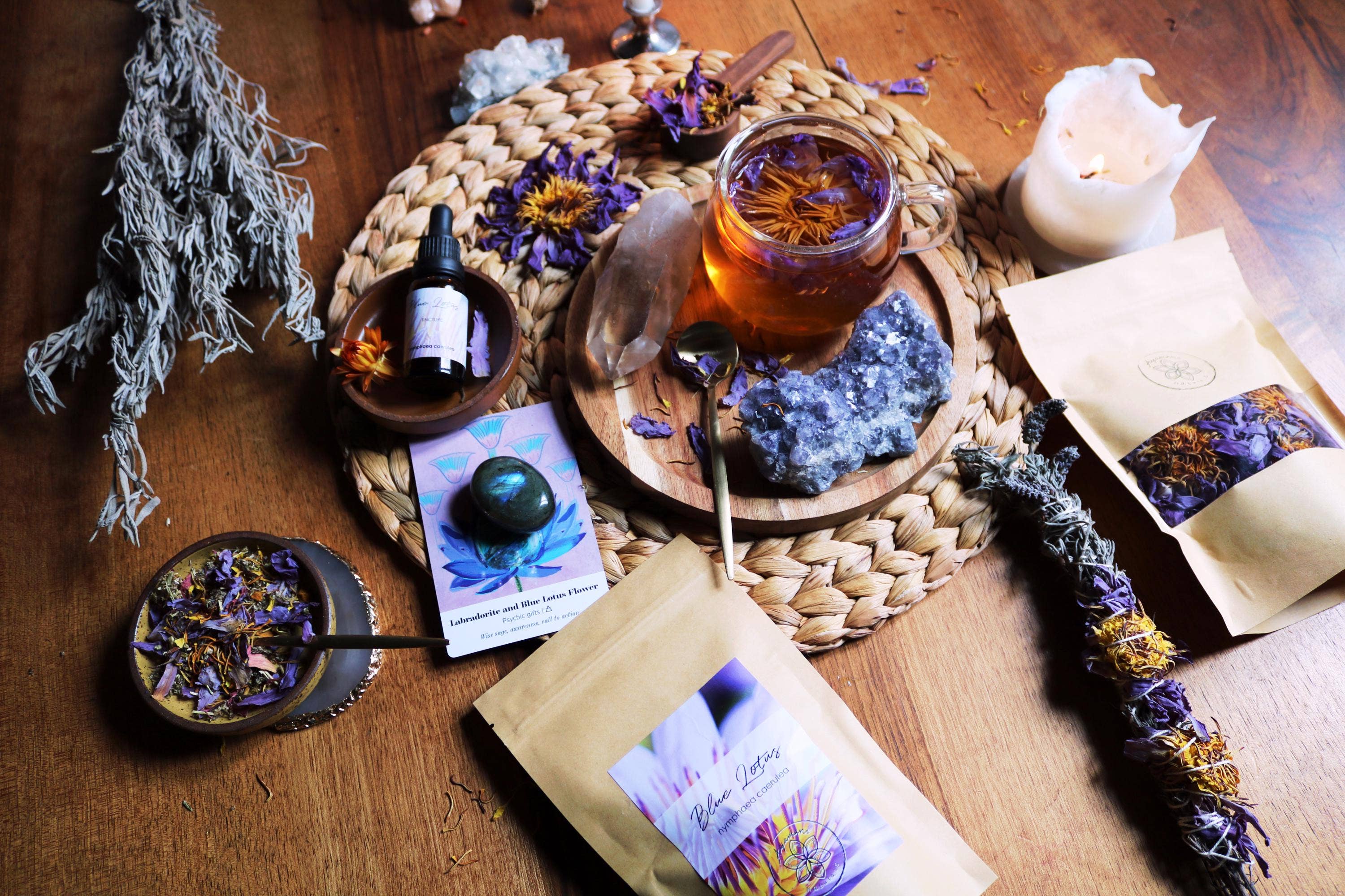 Nymphaea Caerulea Egyptian Blue Lotus Dried WHOLE FLOWER Magical Tea Ayamani Naturals infusion.organic