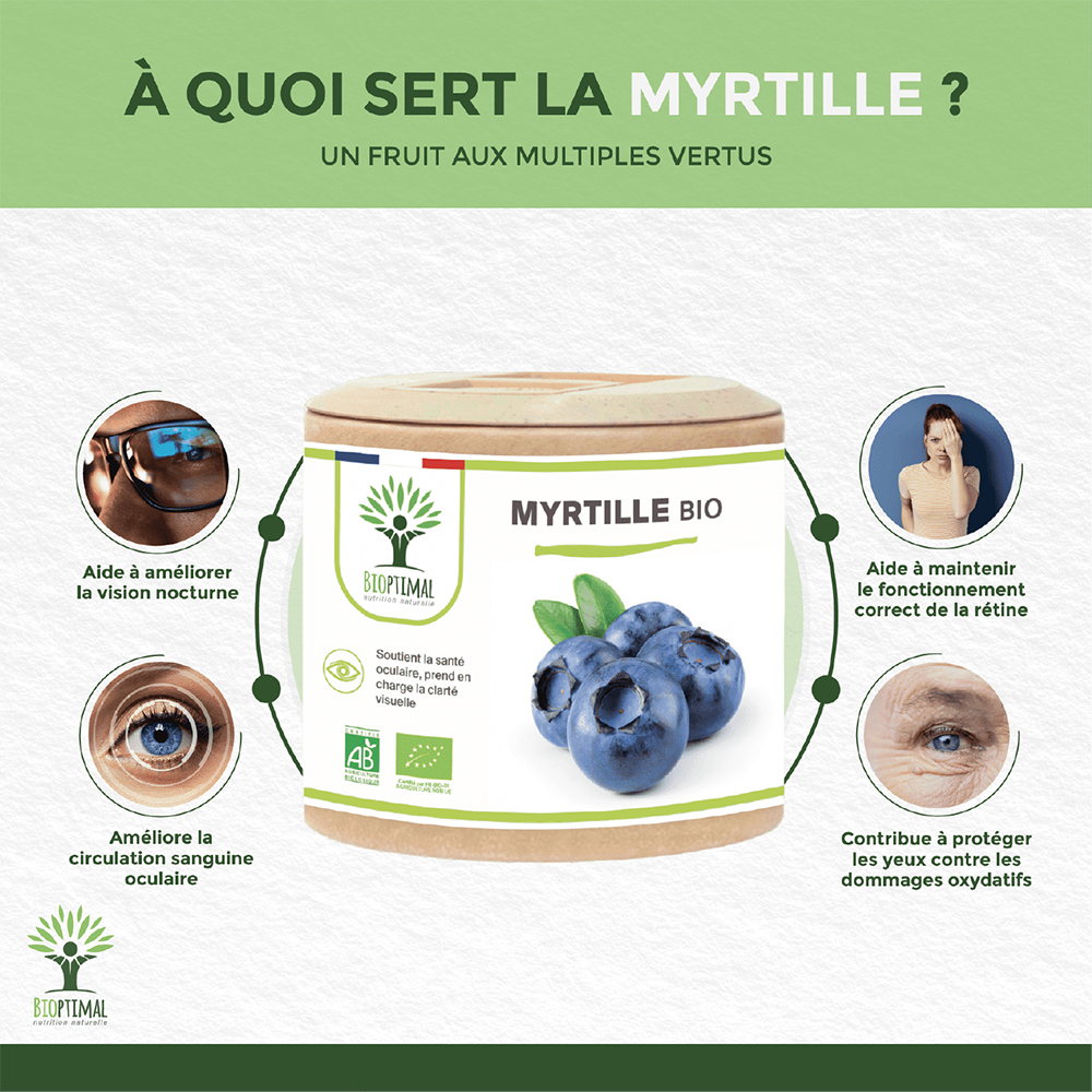 Myrtille bio gélules -  Bioptimal Bioptimal Complément alimentaire infusion.organic