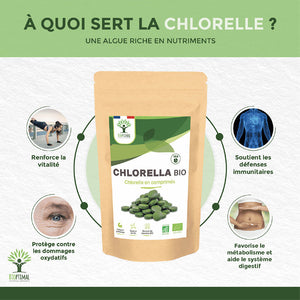Chlorella bio comprimés -  Bioptimal Bioptimal Superaliment infusion.organic