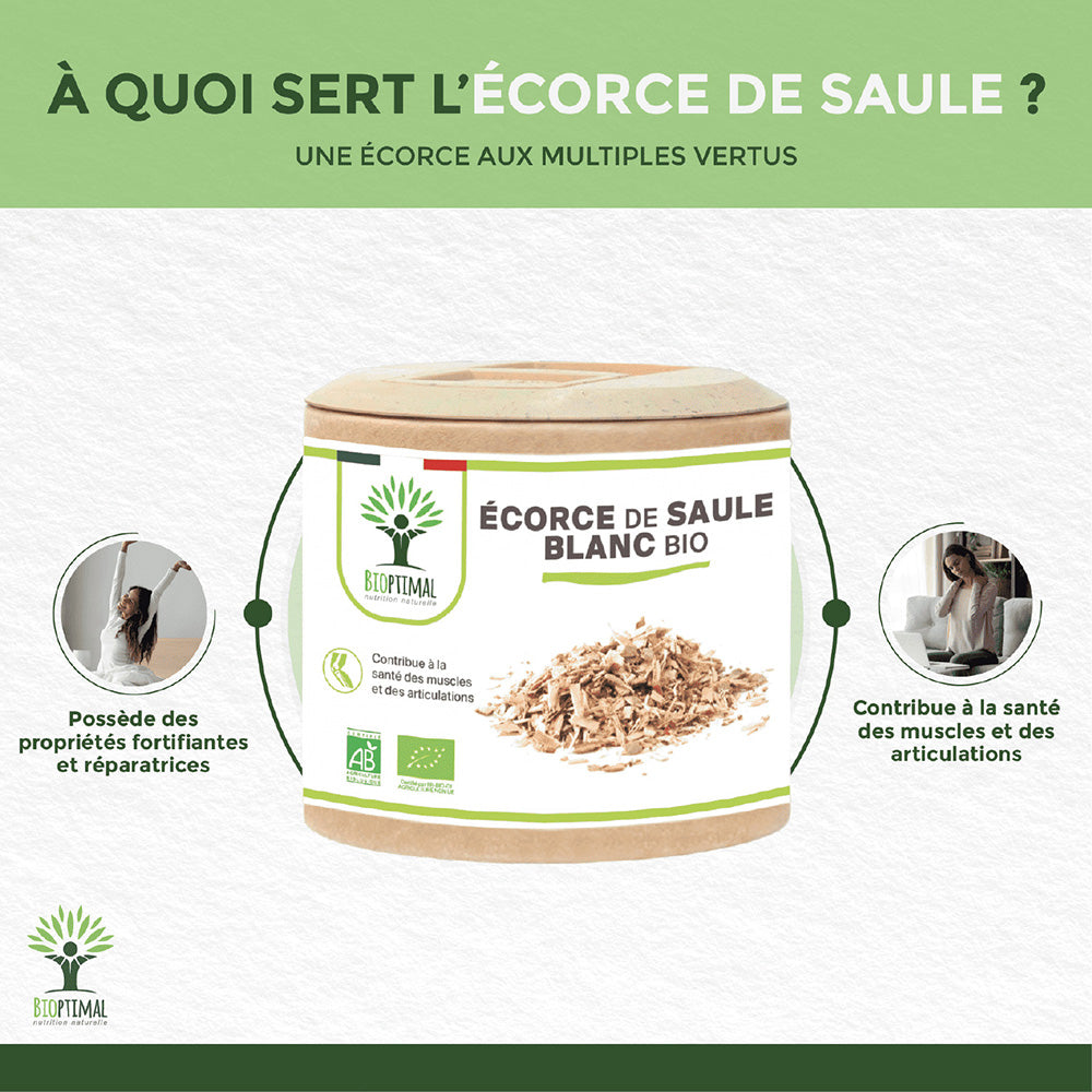 Ecorce de saule bio gélules -  Bioptimal Bioptimal Complément alimentaire infusion.organic