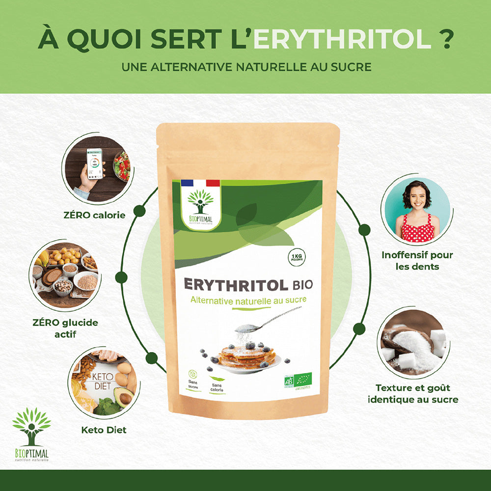Erythritol bio poudre -  Bioptimal Bioptimal Superaliment infusion.organic