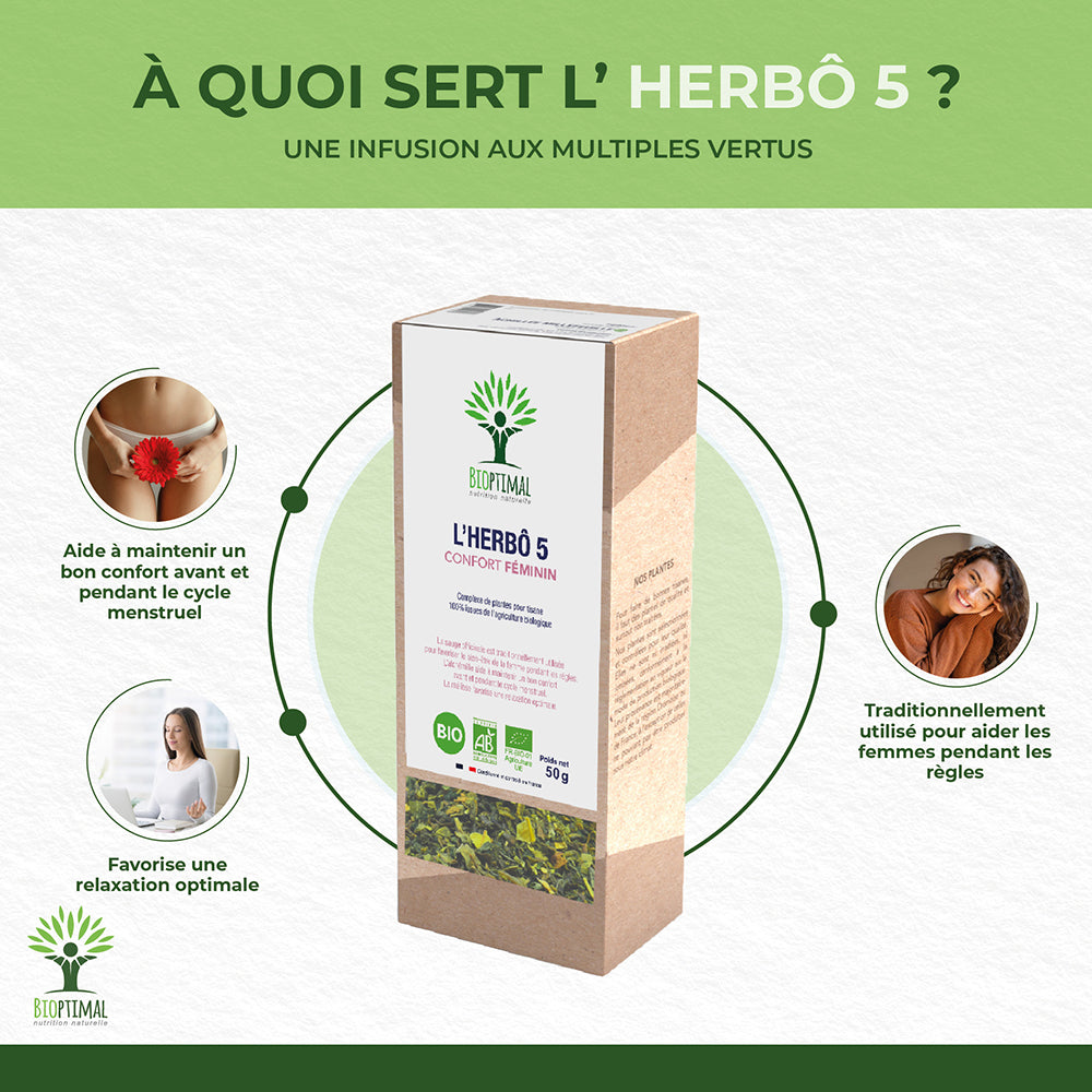 L'herbô 5 confort féminin -  Bioptimal Bioptimal Infusion infusion.organic