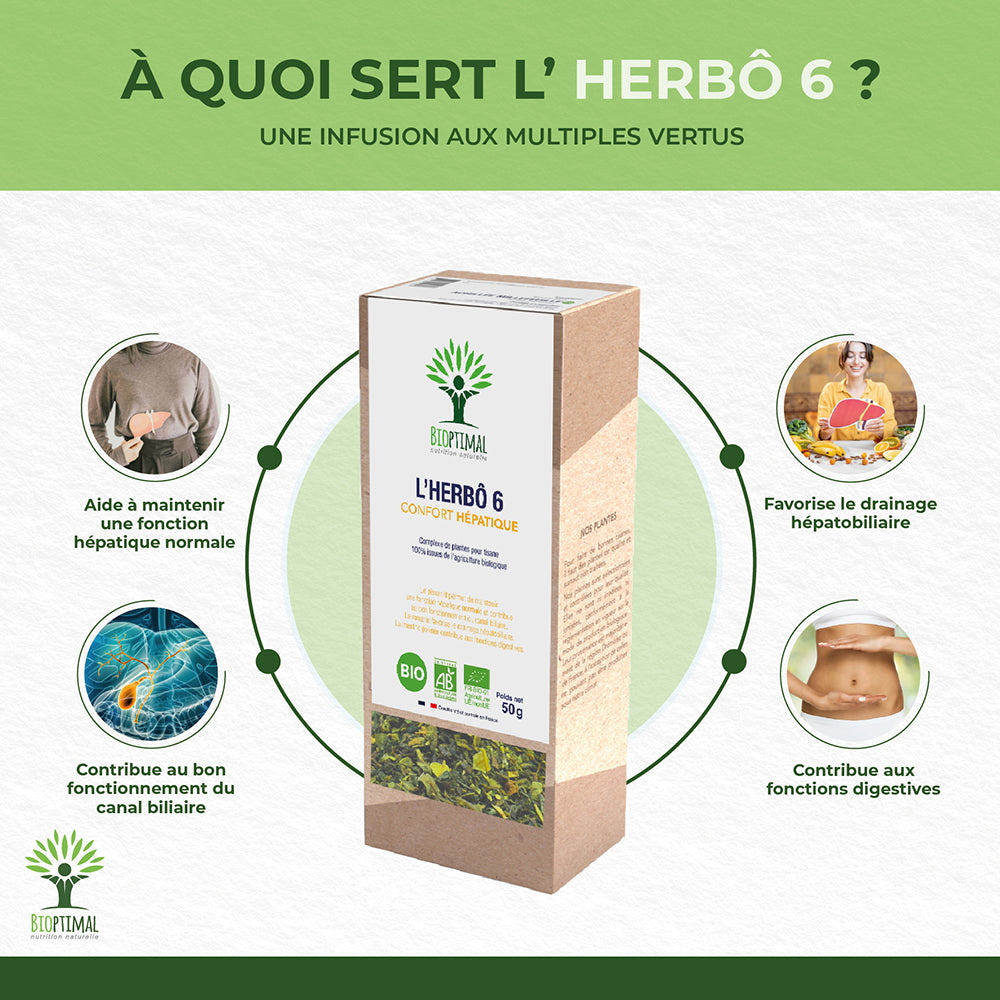 L'herbô 6 confort hépatique -  Bioptimal Bioptimal Infusion infusion.organic
