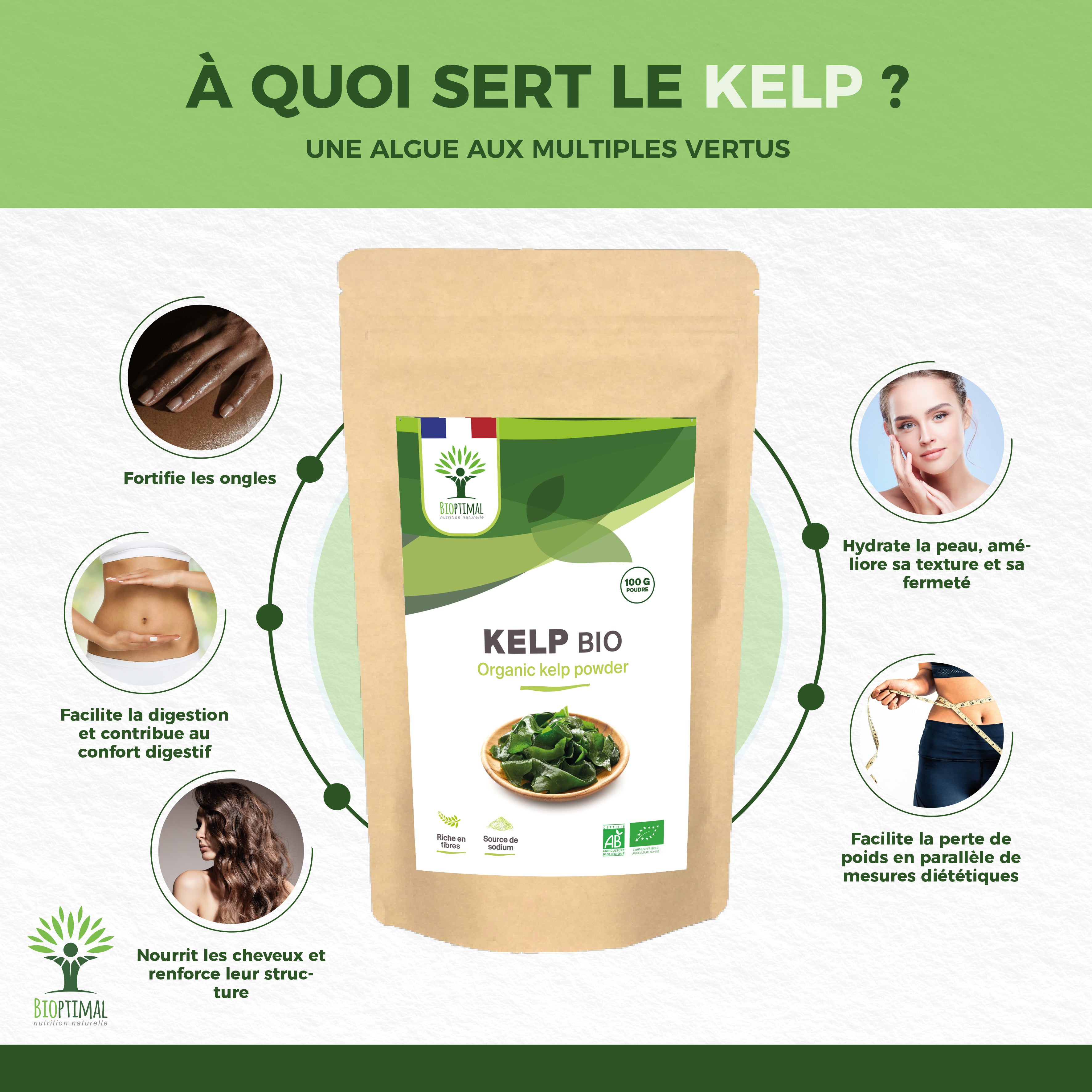 Kelp bio poudre -  Bioptimal Bioptimal Superaliment infusion.organic