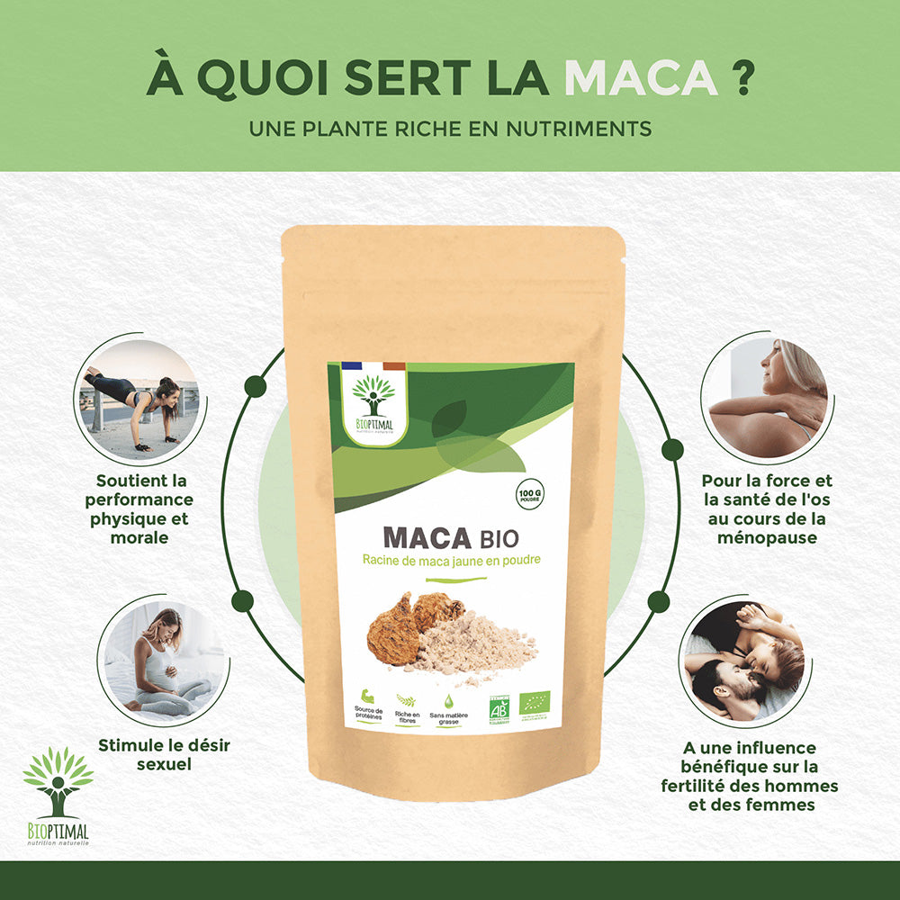 Maca bio poudre -  Bioptimal Bioptimal Superaliment infusion.organic