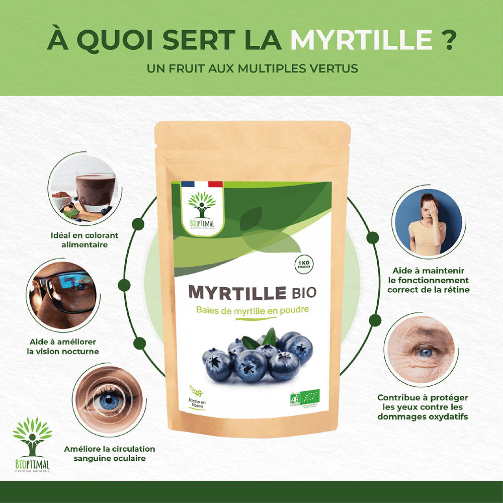 Myrtille bio poudre -  Bioptimal Bioptimal Superaliment infusion.organic