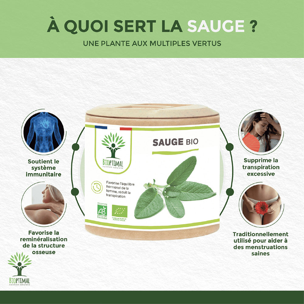 Sauge bio gélules -  Bioptimal Bioptimal Complément alimentaire infusion.organic
