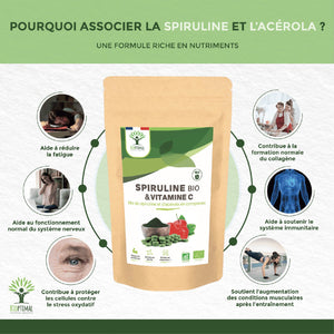 Mix Spiruline et Acérola bio comprimés -  Bioptimal Bioptimal Superaliment infusion.organic
