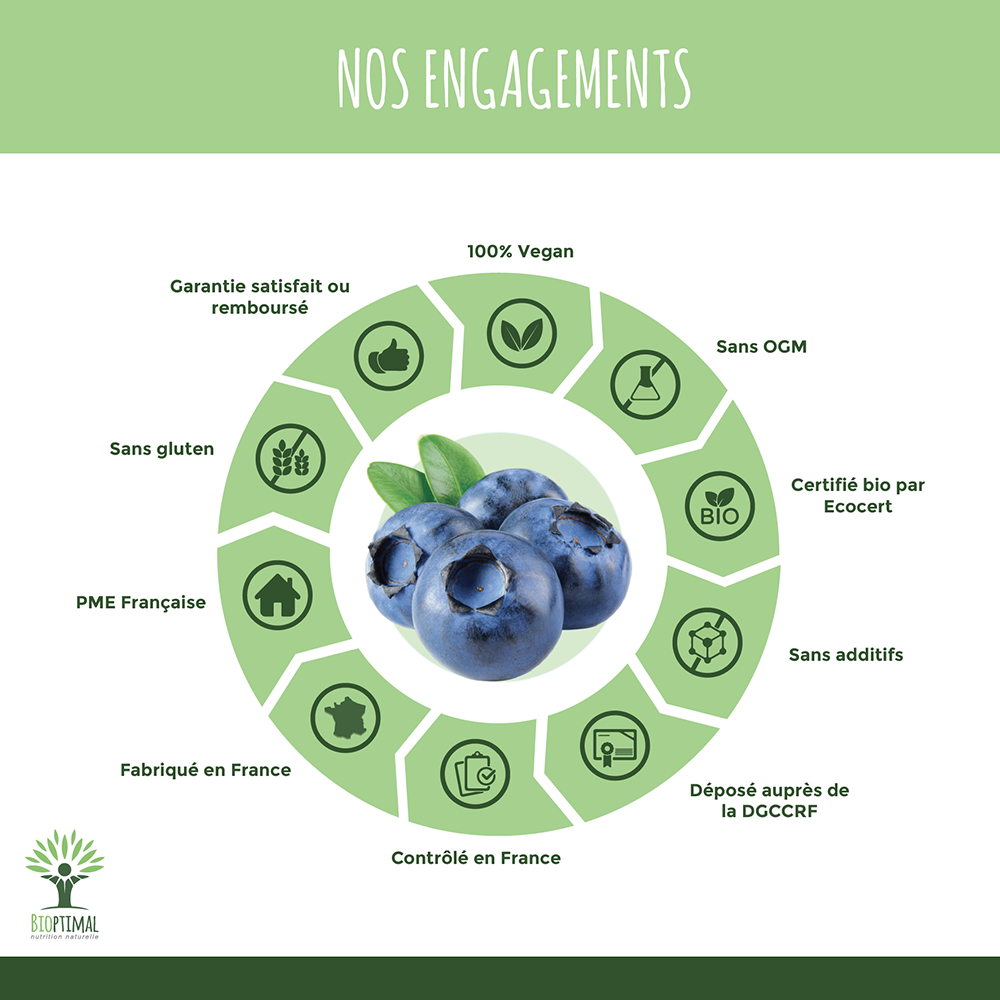 Myrtille bio gélules -  Bioptimal Bioptimal Complément alimentaire infusion.organic