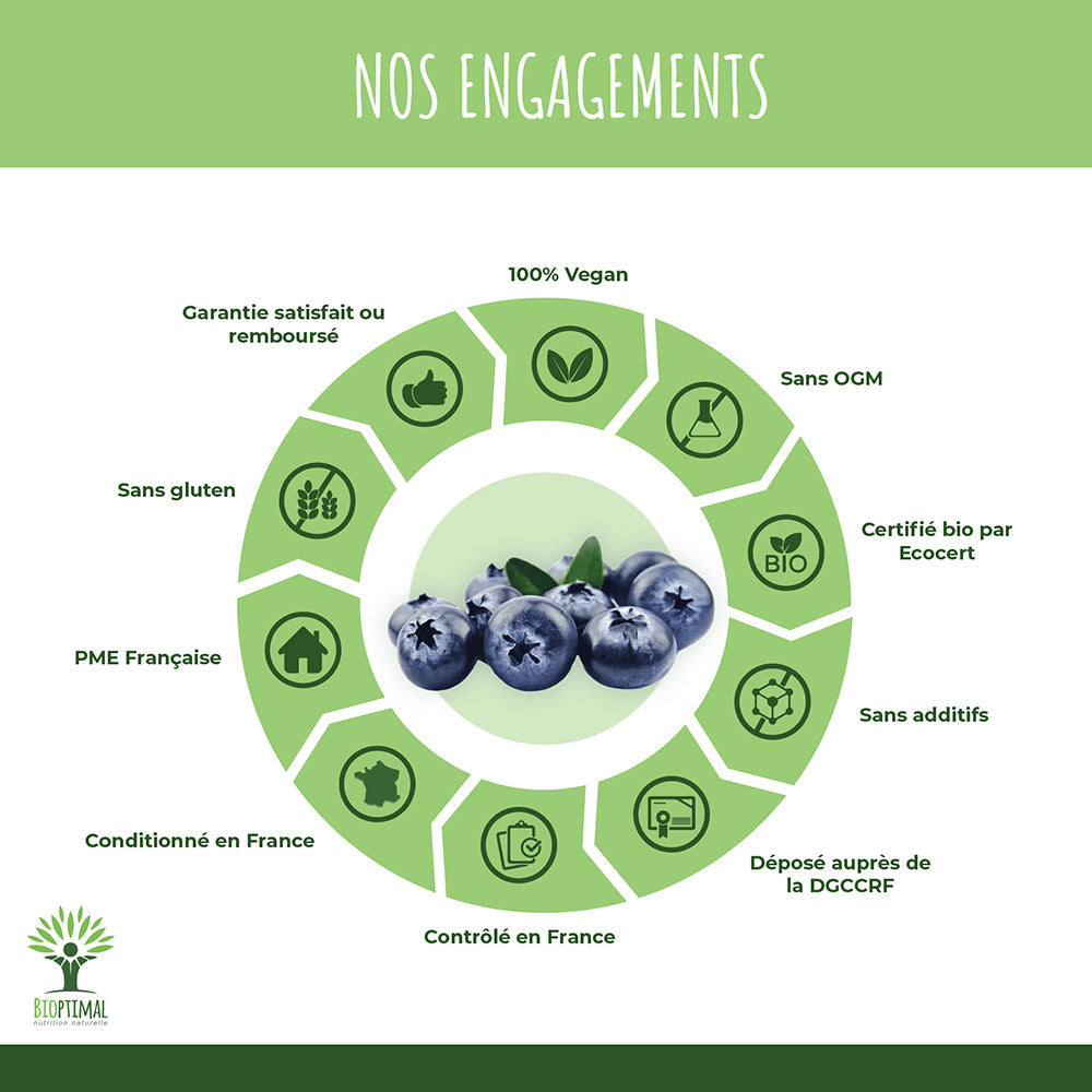 Myrtille bio poudre -  Bioptimal Bioptimal Superaliment infusion.organic