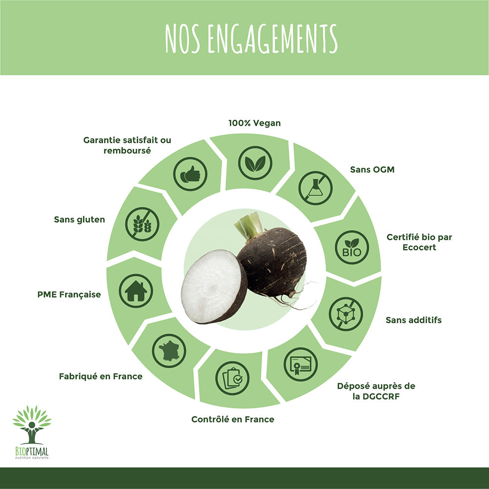 Radis noir bio gélules -  Bioptimal Bioptimal Complément alimentaire infusion.organic