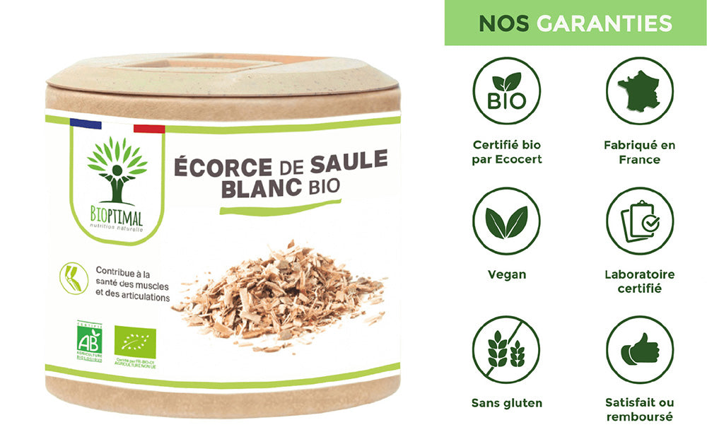 Ecorce de saule bio gélules -  Bioptimal Bioptimal Complément alimentaire infusion.organic