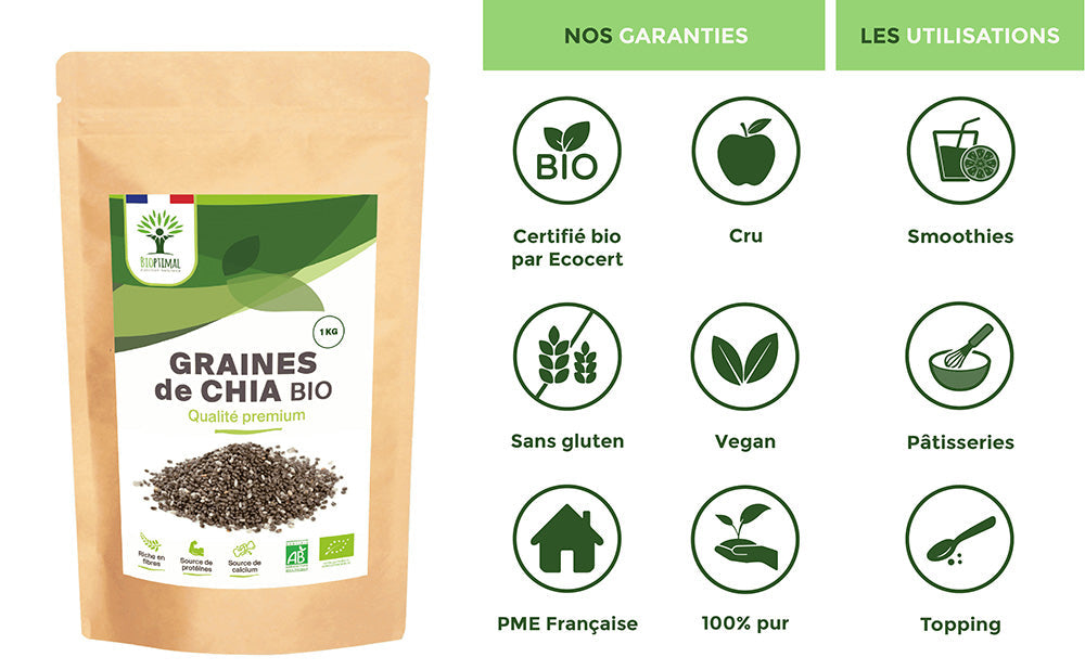 Graines de chia bio -  Bioptimal Bioptimal Superaliment infusion.organic