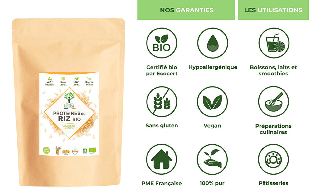 Protéines de riz bio poudre - Bioptimal Bioptimal Nutrition sportive infusion.organic