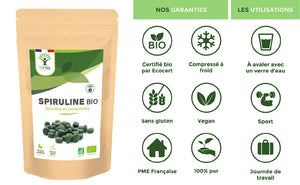 Spiruline bio comprimés -  Bioptimal Bioptimal Superaliment infusion.organic