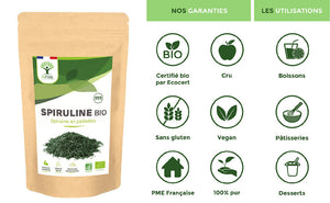 Spiruline bio paillettes -  Bioptimal Bioptimal Superaliment infusion.organic