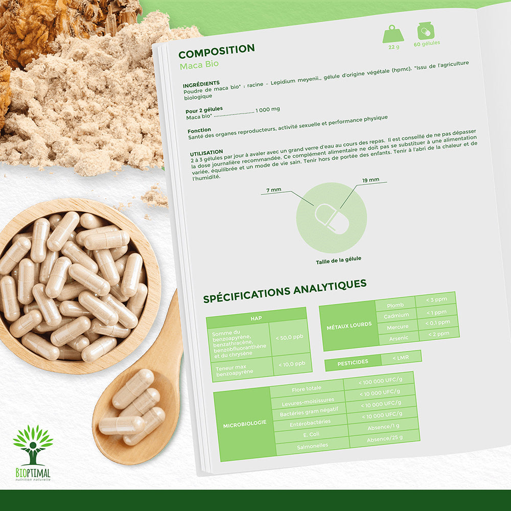 Maca bio gélules -  Bioptimal Bioptimal Complément alimentaire infusion.organic