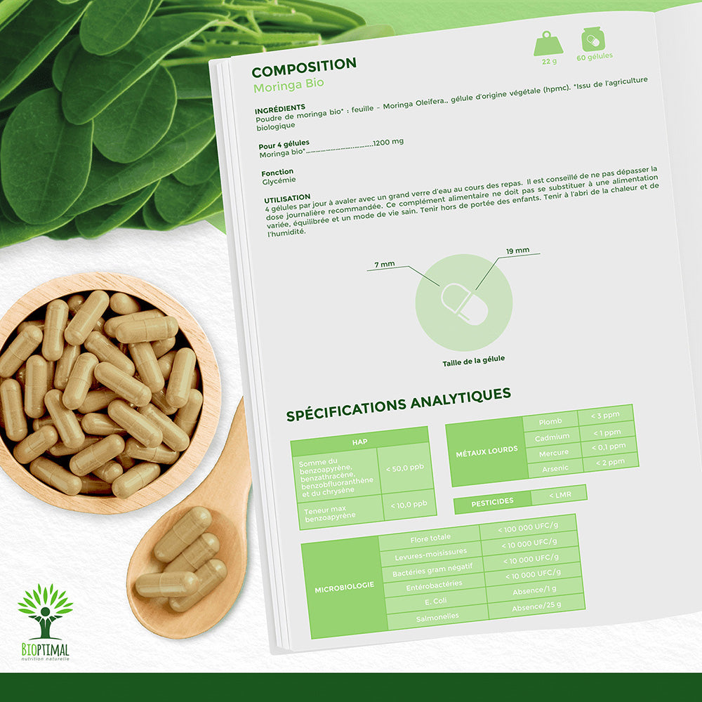 Moringa bio gélules -  Bioptimal Bioptimal Complément alimentaire infusion.organic