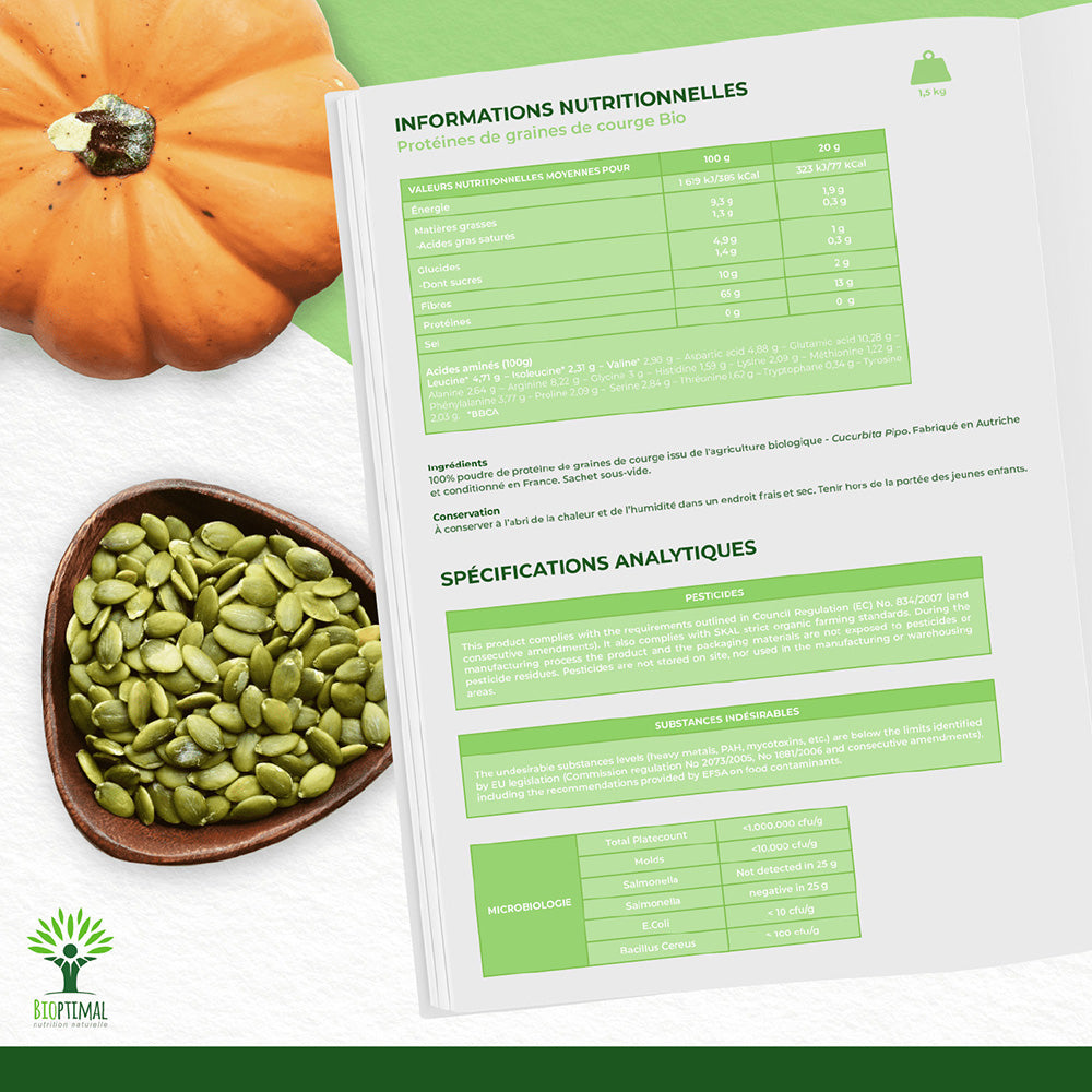 Protéines de courge bio poudre - Bioptimal Bioptimal Nutrition sportive infusion.organic