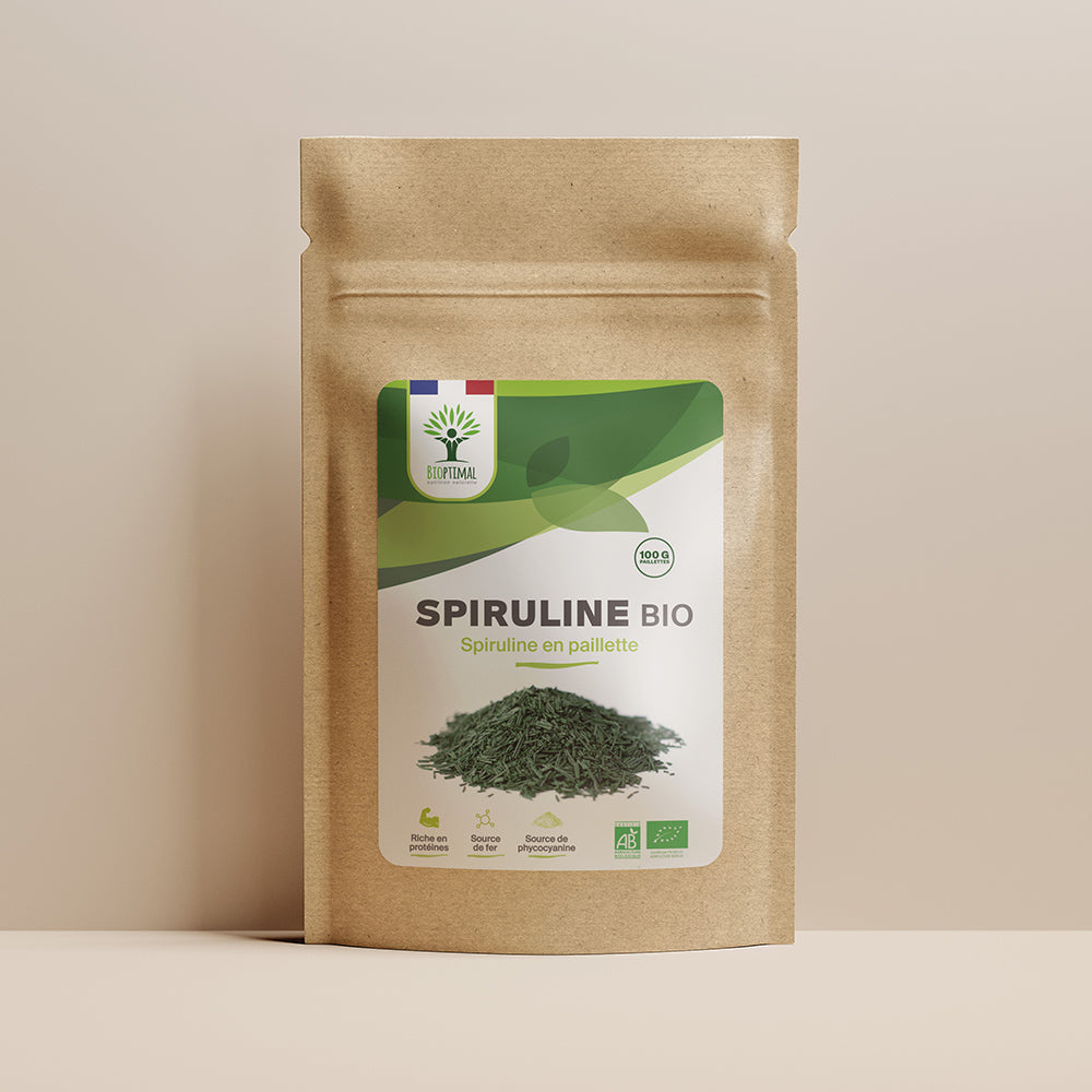 Spiruline bio paillettes -  Bioptimal Bioptimal Superaliment infusion.organic