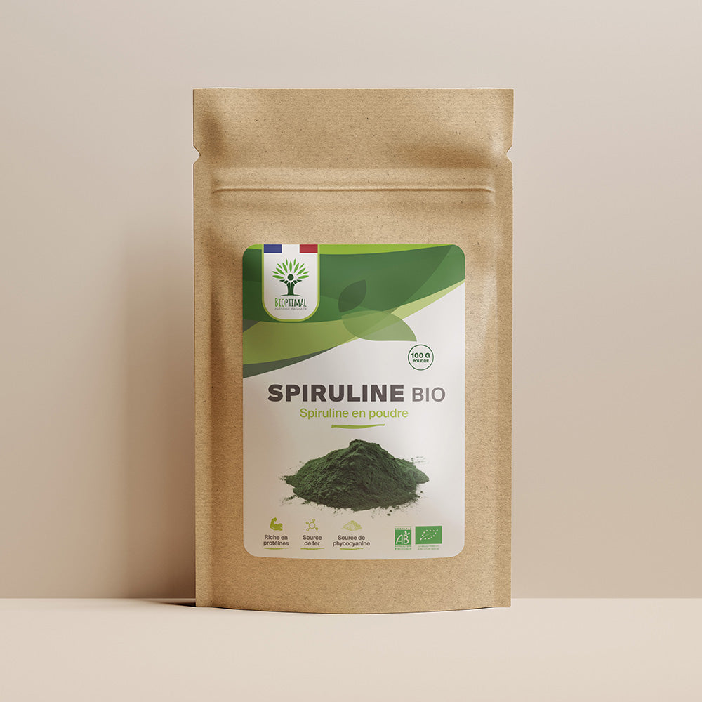 Spiruline bio poudre -  Bioptimal Bioptimal Superaliment infusion.organic