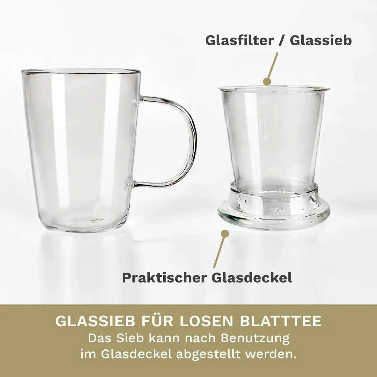 Tea Glass 400ml - Glass Tea Cup, Strainer & Lid - Teacup, Accessories - Accessories, Infuser, Teacup - infusion.organic