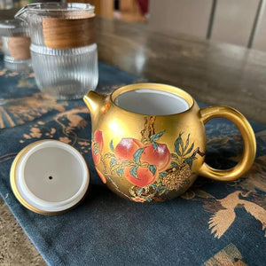 Gilded porcelain teapot Plums 150 ml - Teapot - Tea ceremony - infusion.organic