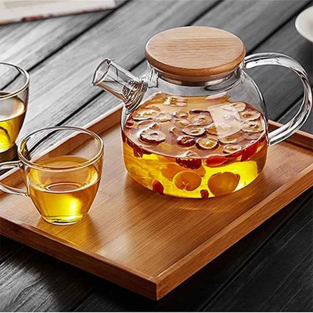 Glass teapot with filter and bamboo lid 1 liter - Teapot - Teapot - infusion.organic