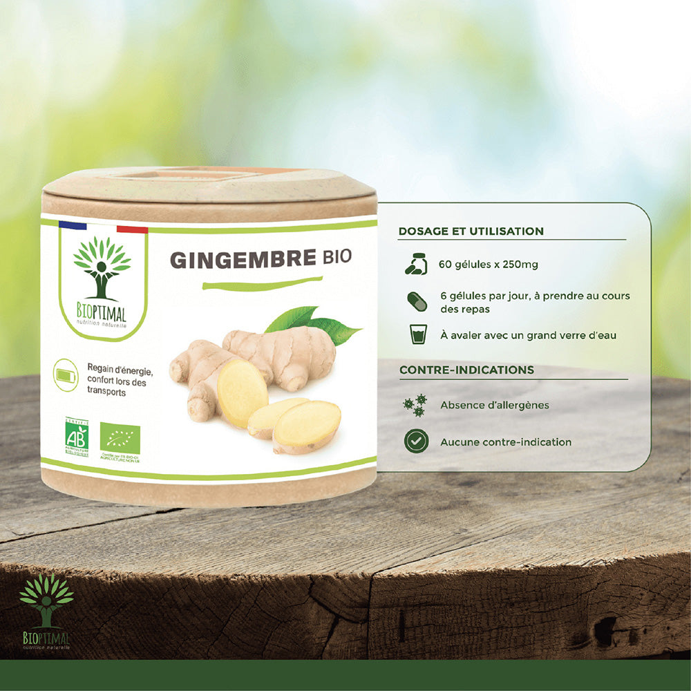 Gingembre bio gélules - Bioptimal Bioptimal Complément alimentaire infusion.organic