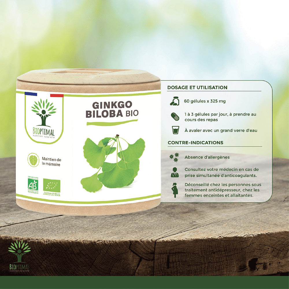 Ginkgo Biloba bio gélules - Bioptimal Bioptimal Complément alimentaire infusion.organic