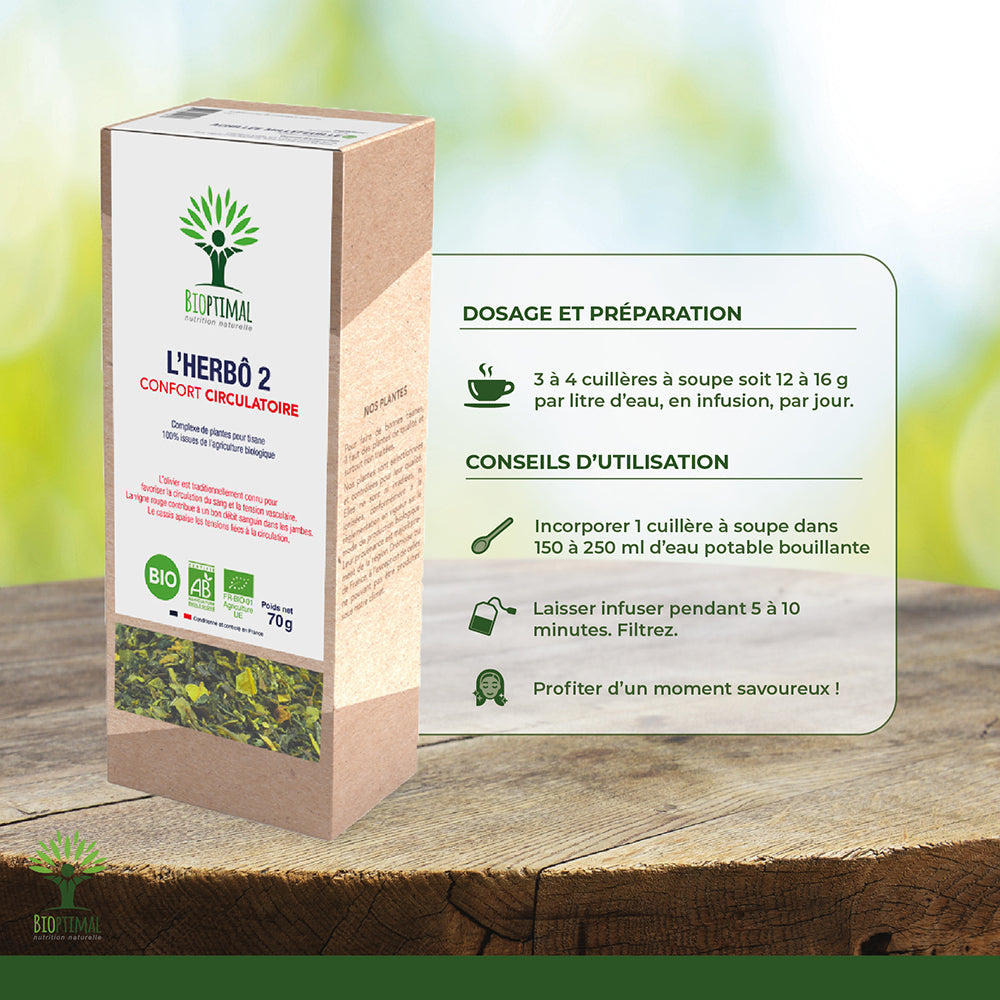 L'herbô 2 confort circulatoire -  Bioptimal Bioptimal Infusion infusion.organic